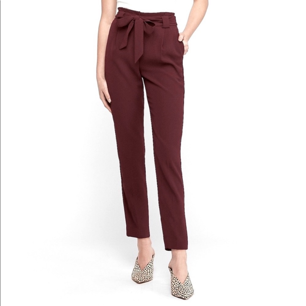 Express Paper Bag Pants Burgundy